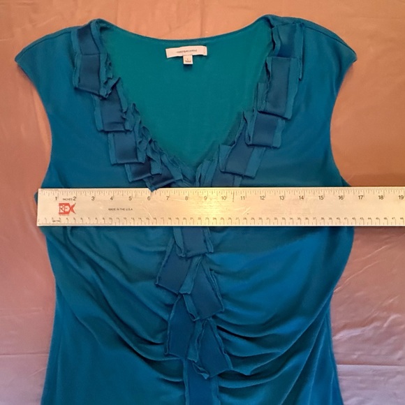 Classiques Entier Teal Sleeveless Silk Blend Ruffle Top Size Large MSRP $225 - Picture 8 of 8